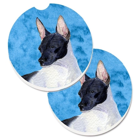 Carolines Treasures Blue Rat Terrier Set of 2 Cup Holder Car Coaster SS4756-BUCARC